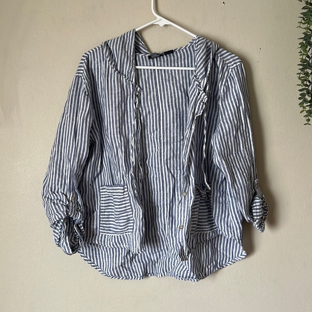 Tahari Linen Hooded Jacket